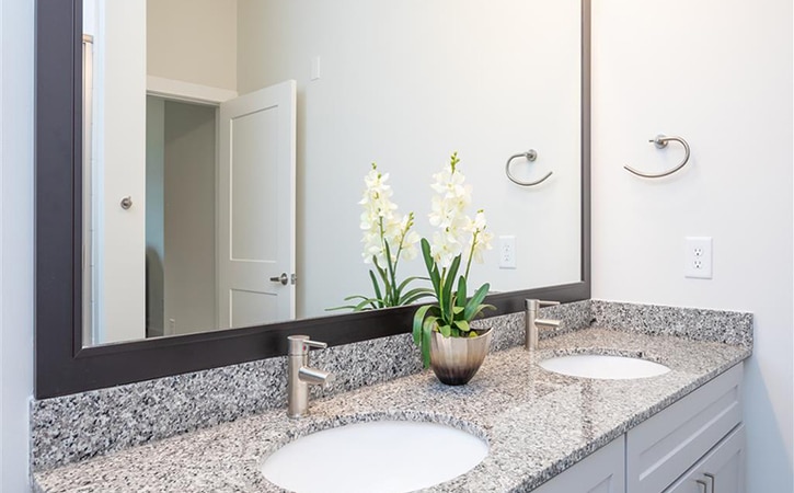 The Edition on Oberlin Raleigh NC Apartment Homes and Townhomes Bathroom Granite Countertop