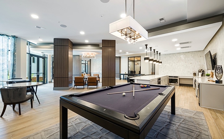 The Edition on Oberlin Raleigh NC Apartment Homes and Townhomes Entertainment Lounge Billiards