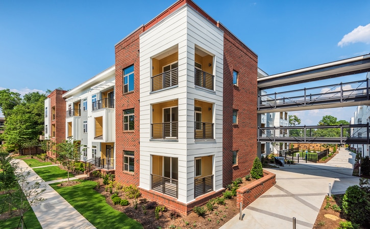 The Edition on Oberlin Raleigh NC Apartments and Townhomes Community Building Exterior Private Patios Balconies